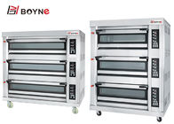 Commercial  Bakery Shop 20~400°C Stainless Steel  Gas Three Deck Six Trays Bread Oven